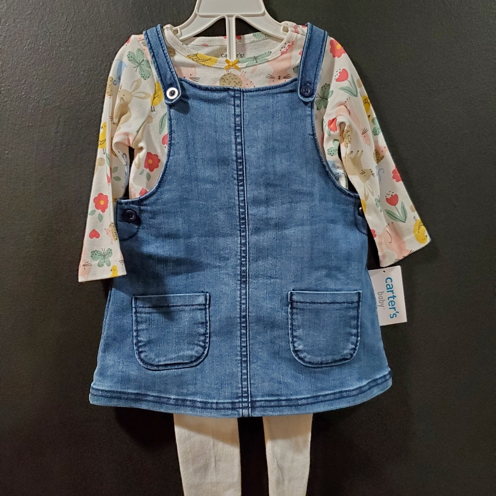 NWT Carter's Denim Dress Set